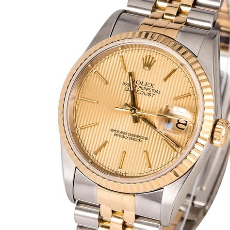 rolex datejust champagne tapestry dial|Rolex Datejust 36mm 16233.